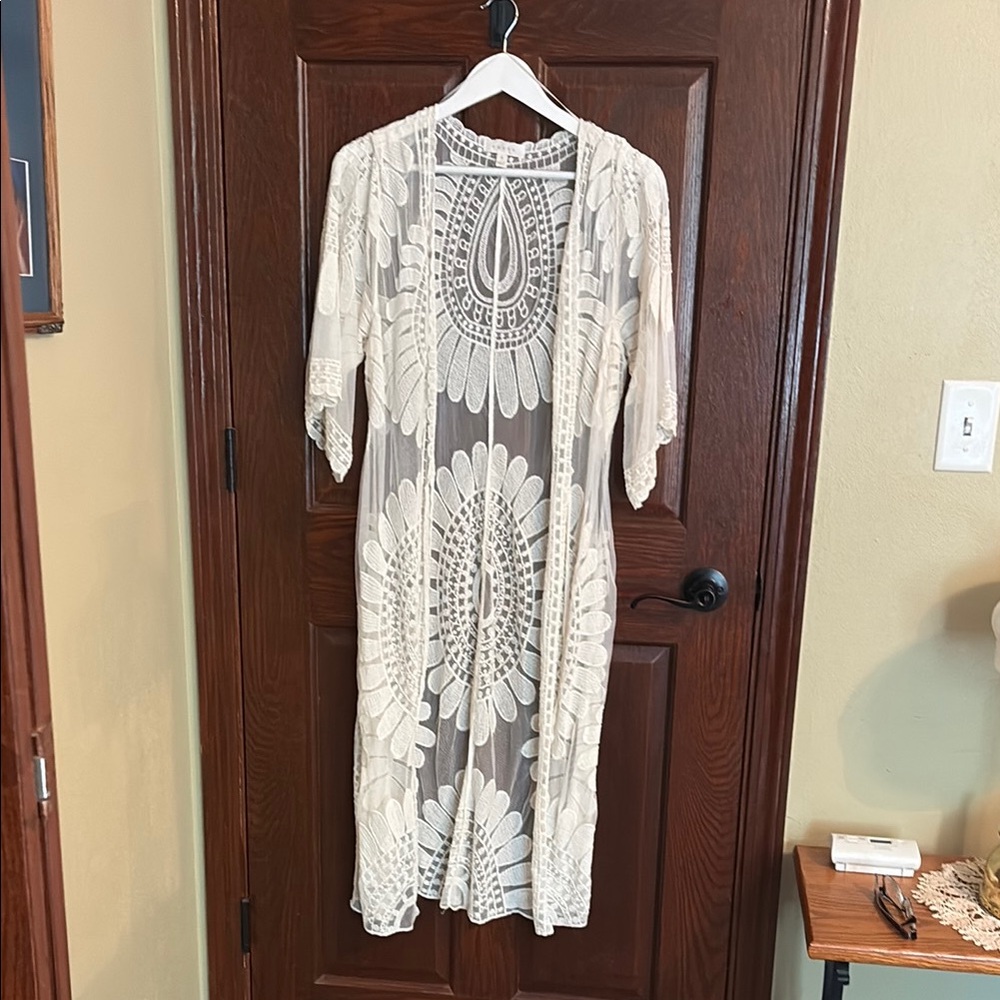 Adiva Ivory Lace Overlay Dress